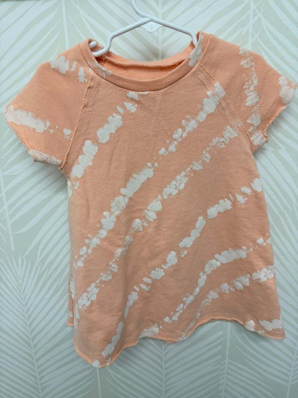 Grayson Mini Toddler Girls Peach and White Tie-Dye Short Sleeve Dress